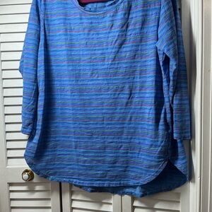 Fresh Produce Striped Blue Women's Top size Large